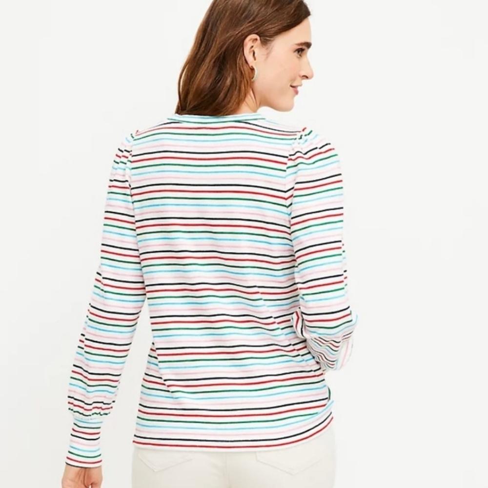 NWT LOFT Striped Puff Shoulder L/S Tee - Picture 3 of 4
